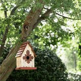 Outdoor A-Frame Solid Wood Bird House with Terracotta Color Slatted Roof - FREE SHIPPING