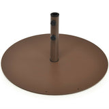 Brown metal patio umbrella base on a white background