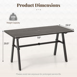 Outdoor Dining Tale for 6 with 1.93 Inch Umbrella Hole for Garden-Dark Brown
