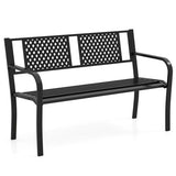 Outdoor Bench Metal Loveseat Patio Bench for 2-3-Person-Black