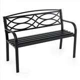 Garden Bench with Curved Armrests and Backrest-Black
