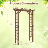 7 Ft Garden Arch Wooden Arbor Outdoor Wood Trellis for Climbing Plants-Rustic Brown