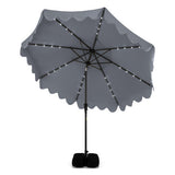 10 FT Outdoor Patio Umbrella with Solar LED Lights and Weighted Base-Beige