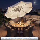 10 FT Scalloped Solar Patio Umbrella with 24 LED Lights and Tilt Adjustment-Beige