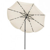 10 FT Scalloped Solar Patio Umbrella with 24 LED Lights and Tilt Adjustment-Beige