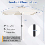 10 FT Scalloped Solar Patio Umbrella with 24 LED Lights and Tilt Adjustment-Beige