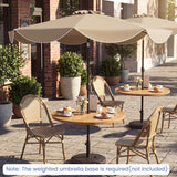 10 FT Scalloped Solar Patio Umbrella with 24 LED Lights and Tilt Adjustment-Beige