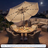 10 FT Scalloped Solar Patio Umbrella with 24 LED Lights and Tilt Adjustment-Beige