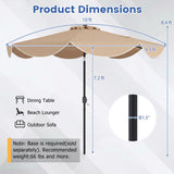 10 FT Scalloped Solar Patio Umbrella with 24 LED Lights and Tilt Adjustment-Beige