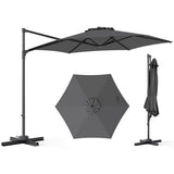 Gray 10 FT Patio Cantilever Umbrella with 360 degree Rotation and Air Vent for Backyard and Poolside-Tan