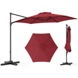 Red 10 FT Patio Cantilever Umbrella with 360 degree Rotation and Air Vent for Backyard and Poolside-Tan
