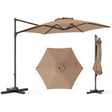Beige 10 FT Patio Cantilever Umbrella with 360 degree Rotation and Air Vent for Backyard and Poolside-Tan