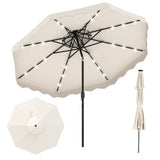 10 FT Solar LED Patio Umbrella for Deck and Pool-Beige