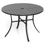 Round black outdoor table on a white background