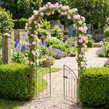 Heavy-Duty Metal Garden Arch with Gate and Safety Latch-Bronze