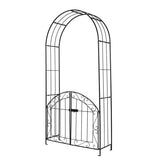 Heavy-Duty Metal Garden Arch with Gate and Safety Latch-Bronze