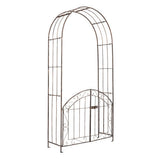 Heavy-Duty Metal Garden Arch with Gate and Safety Latch-Bronze