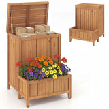 Wooden planter box with flowers and another similar box on a white background