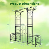 Garden Arbor with Gate and Planter Boxes Heavy Duty Metal Arch with Side TrellisGarden Arbor with Gate and Planter Boxes Heavy Duty Metal Arch with Side Trellis