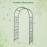 Garden arch with dimensions on a green background