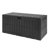 120 Gal Outdoor Deck Box with Lid and Handles for Garden Tools-Brown