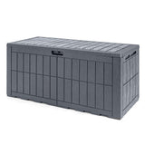 120 Gal Outdoor Deck Box with Lid and Handles for Garden Tools-Brown