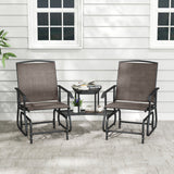 2-Seater Outdoor Glider Bench with Center Table