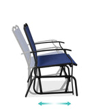 2 Seat Mesh Patio Loveseat Swing Glider Rocker with Armrests in Navy Blue - FREE SHIPPING
