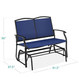 2 Seat Mesh Patio Loveseat Swing Glider Rocker with Armrests in Navy Blue - FREE SHIPPING