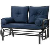 Outdoor Garden Patio Rocking Glider Chair Loveseat with Navy Blue Cushions - FREE SHIPPING