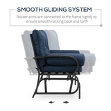 Outdoor Garden Patio Rocking Glider Chair Loveseat with Navy Blue Cushions - FREE SHIPPING