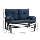 Outdoor Garden Patio Rocking Glider Chair Loveseat with Navy Blue Cushions - FREE SHIPPING