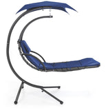 Navy Blue Single Person Sturdy Modern Chaise Lounger Hammock Chair Porch Swing - FREE SHIPPING