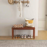 Solid Wood Outdoor 2-Seat Backless Garden Bench in Natural Finish - FREE SHIPPING