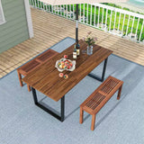 Solid Wood Outdoor 2-Seat Backless Garden Bench in Natural Finish - FREE SHIPPING