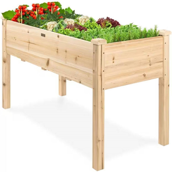 Outdoor 4-ft x 2-ft Fir Wood Raised Garden Bed Planter Box - FREE SHIPPING