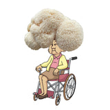 Nana Mush - Lion's Mane Mushroom Grow Kit  in a wheelchair with mushroom on head