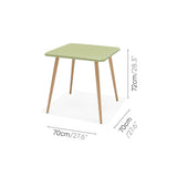 Green table with dimensions labeled on a white background