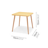Small wooden table with dimensions labeled on a white background