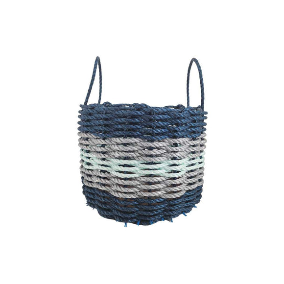 Five Stripe Rope Storage Basket Navy Blue, Light Gray, Seafoam - FREE SHIPPING