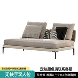 Modern outdoor sofa with cushions on a white background