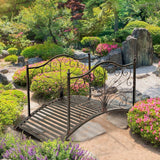 Outdoor 4-ft Heavy Duty Metal Garden Bridge in Black Bronze Finish - FREE SHIPPING