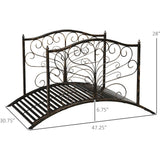 Outdoor 4-ft Heavy Duty Metal Garden Bridge in Black Bronze Finish - FREE SHIPPING