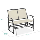 2 Seat Mesh Patio Loveseat Swing Glider Rocker with Armrests in Off White - FREE SHIPPING