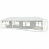 White outdoor canopy tent with side panels on a white background