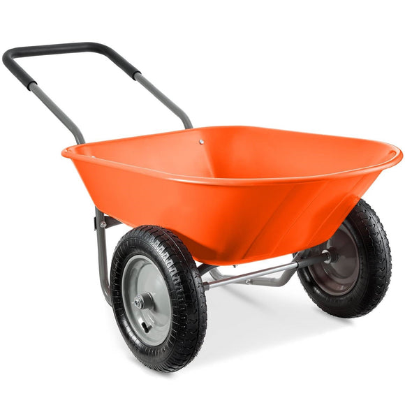 Heavy Duty 2-Wheel Multipurpose Rust Proof Wheelbarrow - Orange - FREE SHIPPING