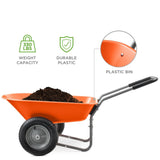 Heavy Duty 2-Wheel Multipurpose Rust Proof Wheelbarrow - Orange - FREE SHIPPING