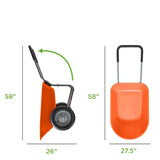 Heavy Duty 2-Wheel Multipurpose Rust Proof Wheelbarrow - Orange - FREE SHIPPING