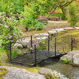 Outdoor Heavy Duty Black Metal Arch 7-ft Garden Bridge with Side-Rails - FREE SHIPPING