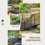Outdoor Heavy Duty Black Metal Arch 7-ft Garden Bridge with Side-Rails - FREE SHIPPING